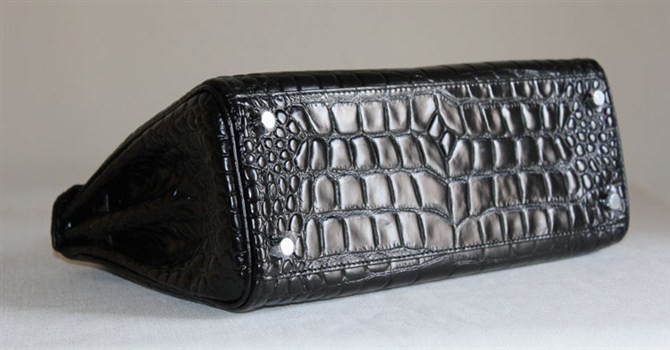 7A Replica Hermes Kelly 32cm Crocodile Veins Leather Bag Black HC0001